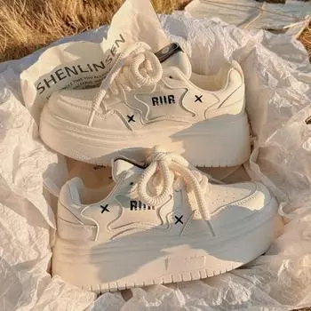 Thick-soled Heightening Little White Shoes Women s New Spring Versatile Student Board Shoes Casual Sports Shoes 35 белый