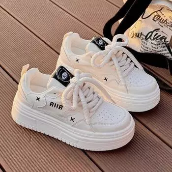 Thick-soled heightening little white shoes women s 2024 new summer versatile niche milk fufu student board shoes casual sports shoes 35 белый