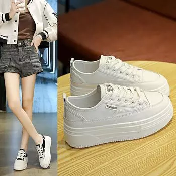 Thick-soled heightening little white shoes women s 2025 spring new muffin women s shoes lightweight and versatile casual sports leather board shoes 35