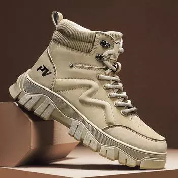 Thick-soled heightening Martin boots men s autumn and winter 2024 high-top tooling locomotive shoes men s casual trendy shoes outdoor 39