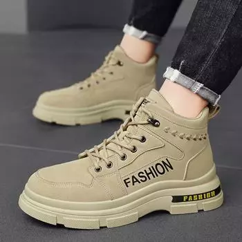 Thick-soled heightening Martin boots men s new autumn and winter high-top piled thickened outdoor hiking tooling shoes 39