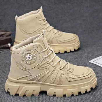 Thick-soled heightening Martin tooling shoes men s autumn and winter high-top men s shoes 2024 new sports and leisure trendy shoes men 39