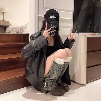 Thick-soled heightening medium tube pants tube boots women s 2024 autumn new British style knight boots are thin but knee-long boots 35 чёрный