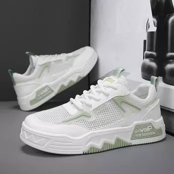 Thick-soled heightening men s board shoes 2024 summer new mesh breathable and comfortable low-top lace-up versatile casual men s shoes 39