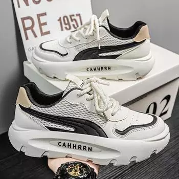 Thick-soled heightening men s shoes spring mesh casual dad shoes 2025 new trendy shoes student sports shoes youth 39