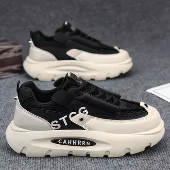 Thick-soled heightening men s shoes spring and summer mesh casual dad shoes men s breathable sports trendy shoes student 2025 new 39