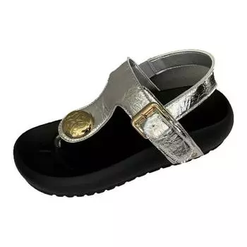 Thick-soled heightening sandals women s 2025 new summer retro versatile skirt toe beach Roman shoes 35