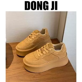 Thick-soled heightening shoes 2024 new spring and autumn retro small muffin sneakers women s casual cookie shoes 35 серый