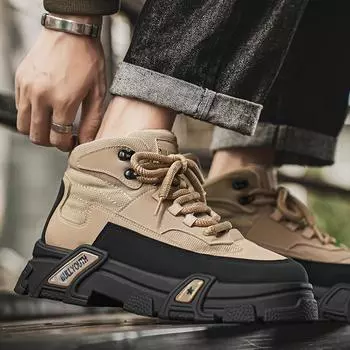 Thick-soled heightening short boots men s autumn and winter new lace-up tooling shoes men s outdoor casual high-top Martin boots 39