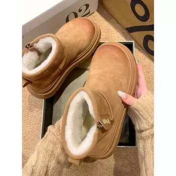 Thick-soled heightening soft fur integrated snow boots women s autumn and winter new velvet thickened cotton shoes 35