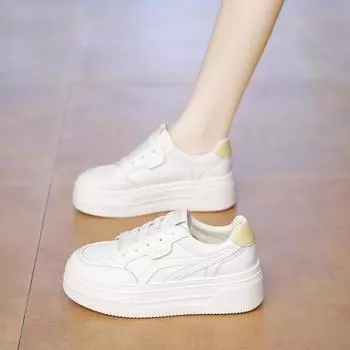 Thick-soled heightening soft leather little white shoes women s new summer breathable board shoes versatile casual sports shoes 35