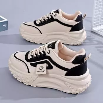 Thick-soled heightening women s shoes, fashionable and versatile temperament models, showing high lace-up casual single shoes, comfortable and breatha 36