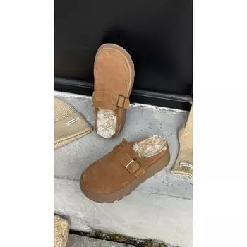 Thick-soled high-heeled Boken half-drag women s autumn and winter models versatile matte rabbit hair bag head slippers one-pedal shoes 35