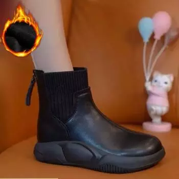 Высокие ботинки на толстой подошве, женские осенне-зимние сапоги из бархата, короткие сапоги на губчатой подошве, легкие повседневные сапоги из хлопка 40 белый