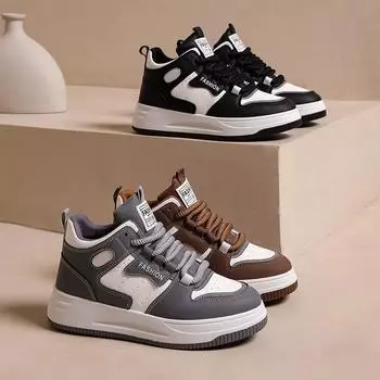 Женская обувь на толстой подошве с высоким верхом, спортивная обувь, женская обувь для скейтборда, детская модная студенческая обувь Zhongbang на танкетке 35