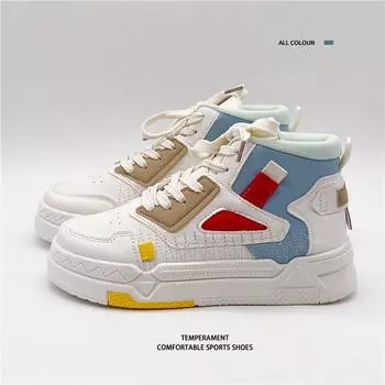 Thick-soled high-top women s shoes 2025 autumn and winter new little white shoes children s casual versatile sports shoes trendy thick baseplate shoes 35