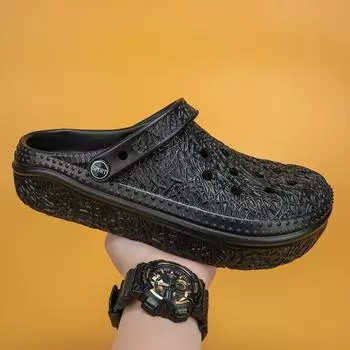 Thick-Soled Hole Shoes Men S Outer Bag Head Slippers Thick-Soled Heightening Non-Slip Sports Casual Sandals Men 40 хаки