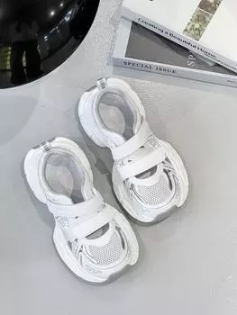 Thick-soled hollow dad shoes women s spring and summer new versatile Velcro fashion casual sports sandals 35 белый