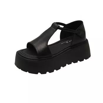 thick-soled hollowed-out sandals women s new summer small man height increase fairy wind Roman beach sandals women s 40