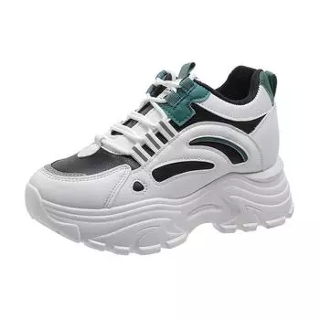 Thick-soled inner height increase leather surface casual women s shoes spring and autumn new fashionable retro thin muffin bottom dad shoes 35