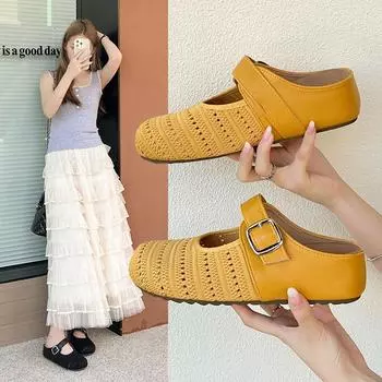 Thick-soled inner height increase mesh Birkenstock shoes bag head half slippers women s summer wear 2025 new one-pedal single shoes sandals 35