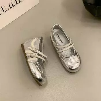 Thick-soled inner height increase, one pedal Mary Jane single shoes, children with skirts, new evening shoes 35