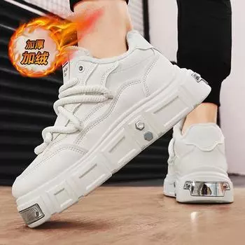 thick-soled lace-up cotton shoes, velvet low-top sports board shoes, new warm thick-soled cotton shoes, men s trendy men s shoes 39