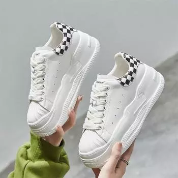 Thick-soled Leather Little White Shoes Women s Muffin Heightening Shoes Trendy New Spring and Summer Single Shoes Board Shoes 35 белый