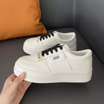 Thick-soled Little White Shoes Female Students Versatile Ins Trendy Big Head Shoes Women s Spring and Autumn New Shoes 35