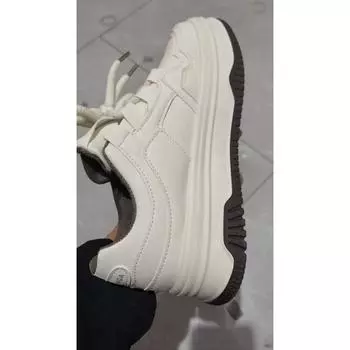 thick-soled little white shoes women s spring new simple campus style heightening shoes round head student lace-up low-top board shoes 35