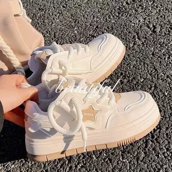 Thick-soled Little White Shoes Women s Spring and Autumn New Versatile Shoes Children s Board Shoes Student Sports Shoes 35