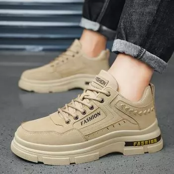 Thick-soled low-top casual shoes men s new spring and autumn outdoor British style tooling shoes men s non-slip sports Martin boots 39