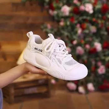 Thick-soled mesh breathable sneakers women s ins fashion little white shoes 2025 spring new soft-soled lightweight running shoes 35 чёрный