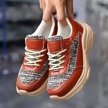 Thick Soled Mesh Round Toe Dad Shoes Are Comfortable Breathable Casual Versatile Lightweight and Height Increasing Sports Shoes 36 белый