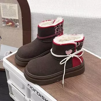 thick-soled niche cotton shoes for women s outer wear 2024 new autumn and winter explosion fur integrated velvet thickened warm snow boots 35 хаки