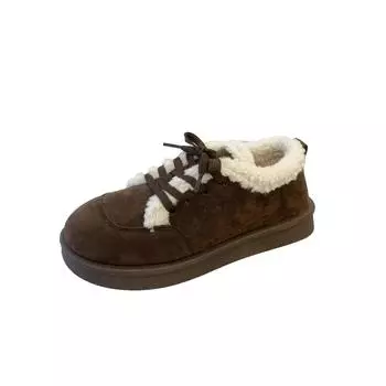 thick-soled niche velvet casual sports cotton shoes women s shoes 2024 new autumn and winter warm fluffy single shoes 35 хаки