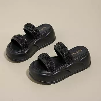 thick-soled non-slip slippers women s summer new comfortable and versatile height-increasing sandals with one word to wear women s slippers 34
