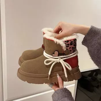 Ботинки из хлопка Northeast на толстой подошве, женские зимние новые модные и удобные повседневные ботинки, нишевый дизайн, ретро-ботинки для снега 35 темно-коричневого