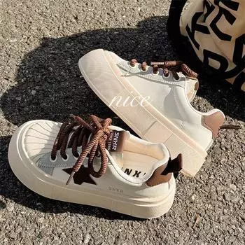 thick-soled shell head little white shoes women s 2025 new niche ins trendy versatile board shoes spring casual big head shoes 35 хаки