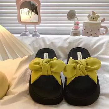 Thick-soled skirt slippers women s summer wear new Internet celebrity high sense not tired feet cool slippers beautiful sandals 35 желто-зеленый