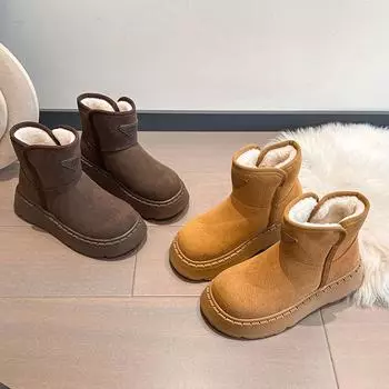 Женские зимние бархатные ботинки с толстой подошвой и рукавами из хлопка 2024 года, супер-огнестойкие утепленные зимние ботинки 35 коричневый