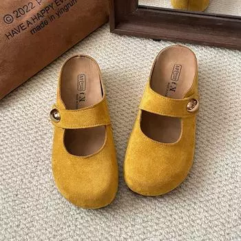 Thick-soled slippers women s outer wear spring and autumn new retro versatile casual one-pedal bag slippers 35