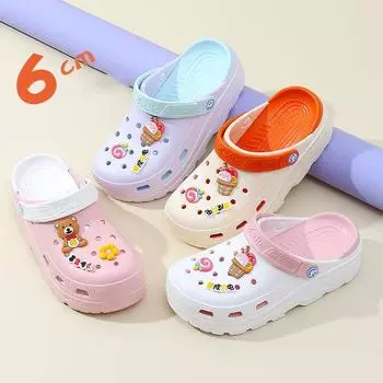 Thick-soled Slippers Women s Summer Outer Wear Increased Non-slip High-heeled Shoes Hole Shoes Beach Sandals Home Shoes 39-40 белый