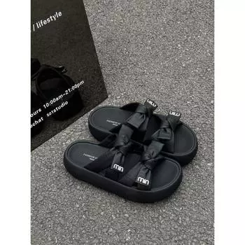 Thick-soled slippers women s summer wear retro feeling new casual fashion cool slippers women 35 чёрный