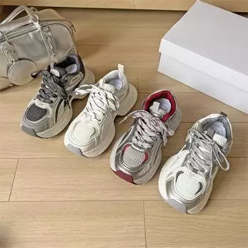 Thick-soled small man height increase versatile dad shoes 2025 new shoes women s popular soft-soled sports women s shoes 35 бежевый