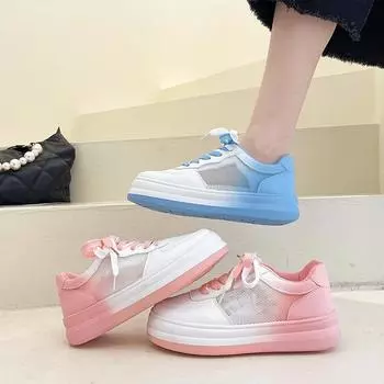 Thick Soled Small White Sneakers Women s 2024 Spring and Summer New Fashion Versatile Student Anti-Slip Sports Board Shoes 35 синий
