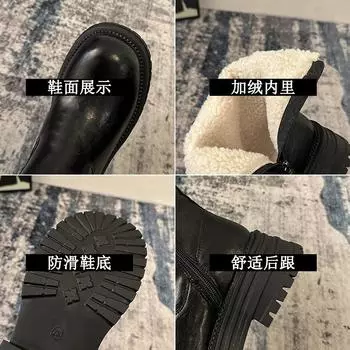 Thick-soled snow boots women s 2024 new fleece thickened fashion Martin boots niche thin boots comfortable small short boots tide 35 чёрный