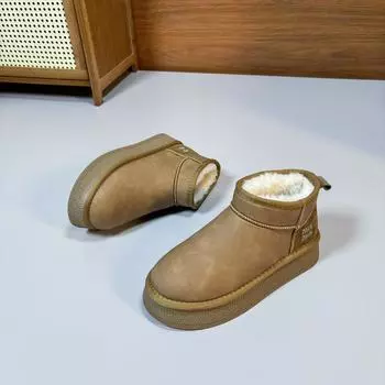 Thick-soled snow boots women s 2024 winter new piled and thickened Northeast waterproof large cotton shoes bread fluffy shoes 35 малиновый