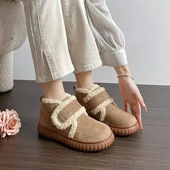 Thick-soled snow boots women s 2025 new winter wear piled and thickened wool cotton shoes cotton shoes women s shoes 41-42 33