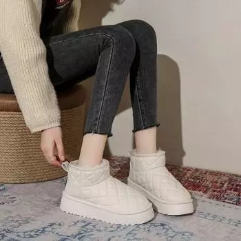 Thick-soled snow boots women s new winter waterproof and non-slip velvet thickened foreign-style warm cotton shoes women s shoes in 2024 35